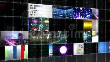 计算机或电视新闻广播传输屏幕界面显示背景的无缝动画